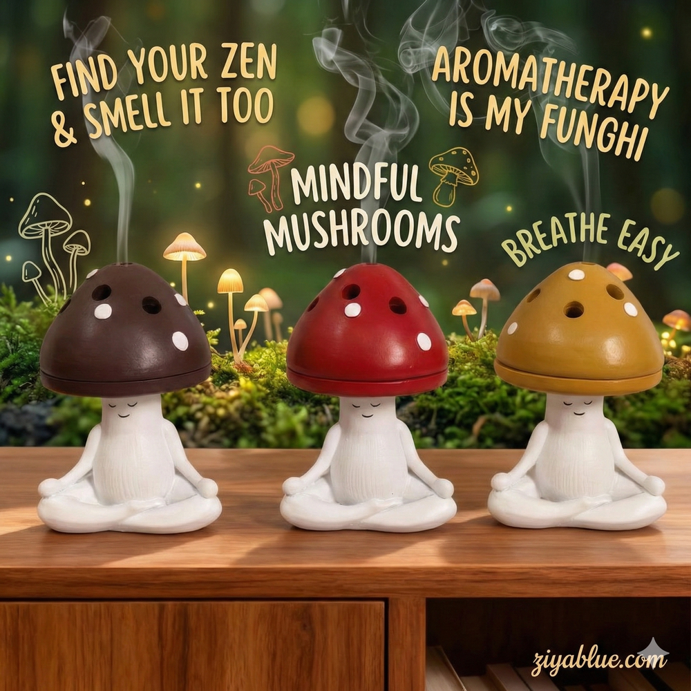 Meditating Mushroom Incense Burner | Zen Sprite Decor