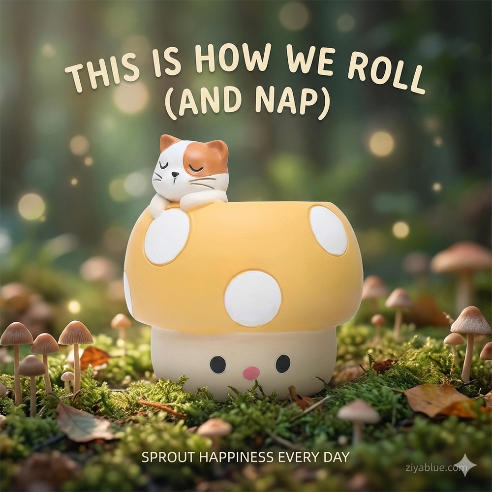 Kawaii Mushroom Animal Planter - Succulent Pot 🍄