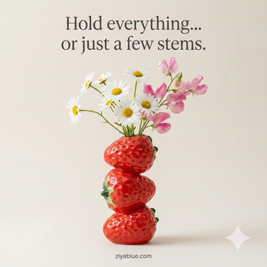 Ceramic Strawberry Stack Stem Vase 🍓