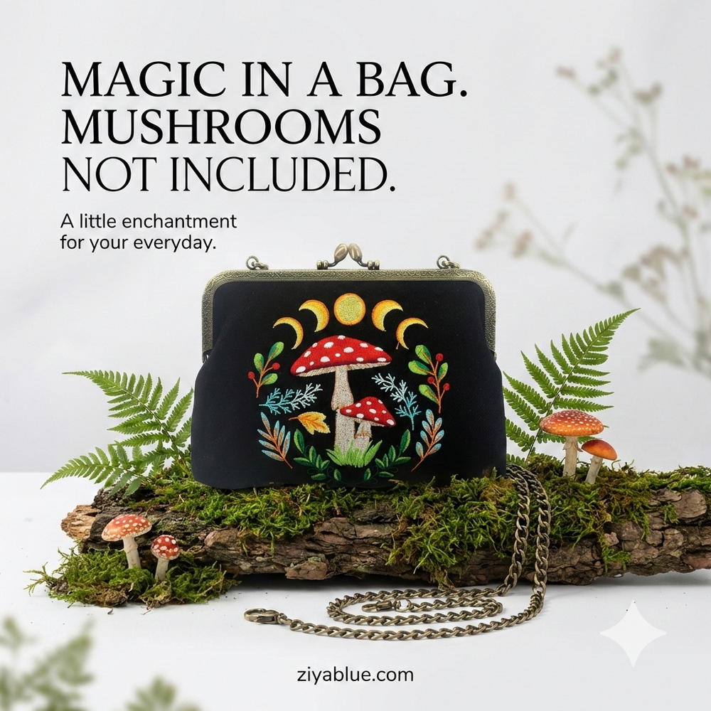 Celestial Mushroom Kiss Lock Bag