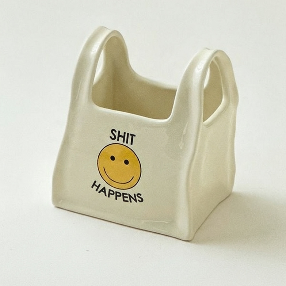 Smiley Face Shopping Bag Planter