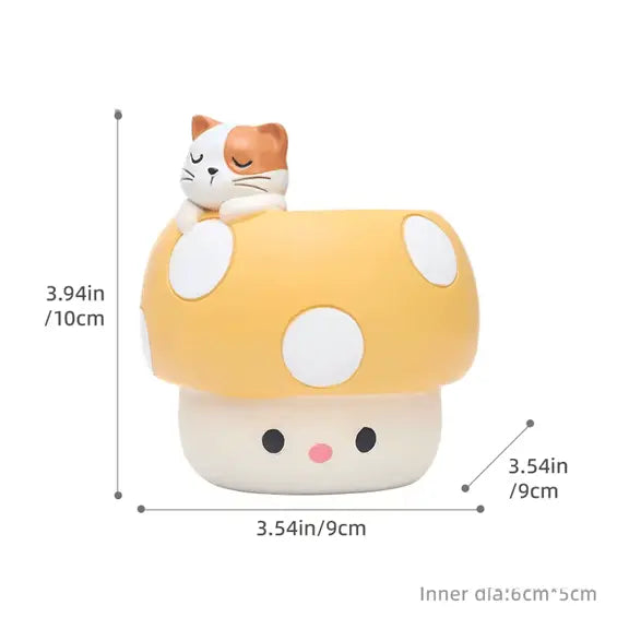 Kawaii Mushroom Animal Planter - Succulent Pot 🍄 - Ziya Blue