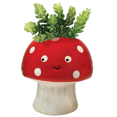 Kawaii Mushroom Planter – Small Ceramic Pot (Cottage Core Cutie) - Ziya Blue