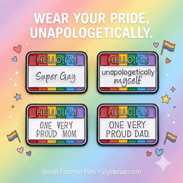 "Pin Your Mood" Enamel Pin Collection | Sassy Name Tag Pins - Ziya Blue