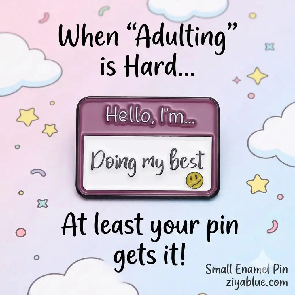 "Pin Your Mood" Enamel Pin Collection | Sassy Name Tag Pins - Ziya Blue