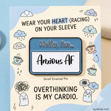 "Pin Your Mood" Enamel Pin Collection | Sassy Name Tag Pins - Ziya Blue