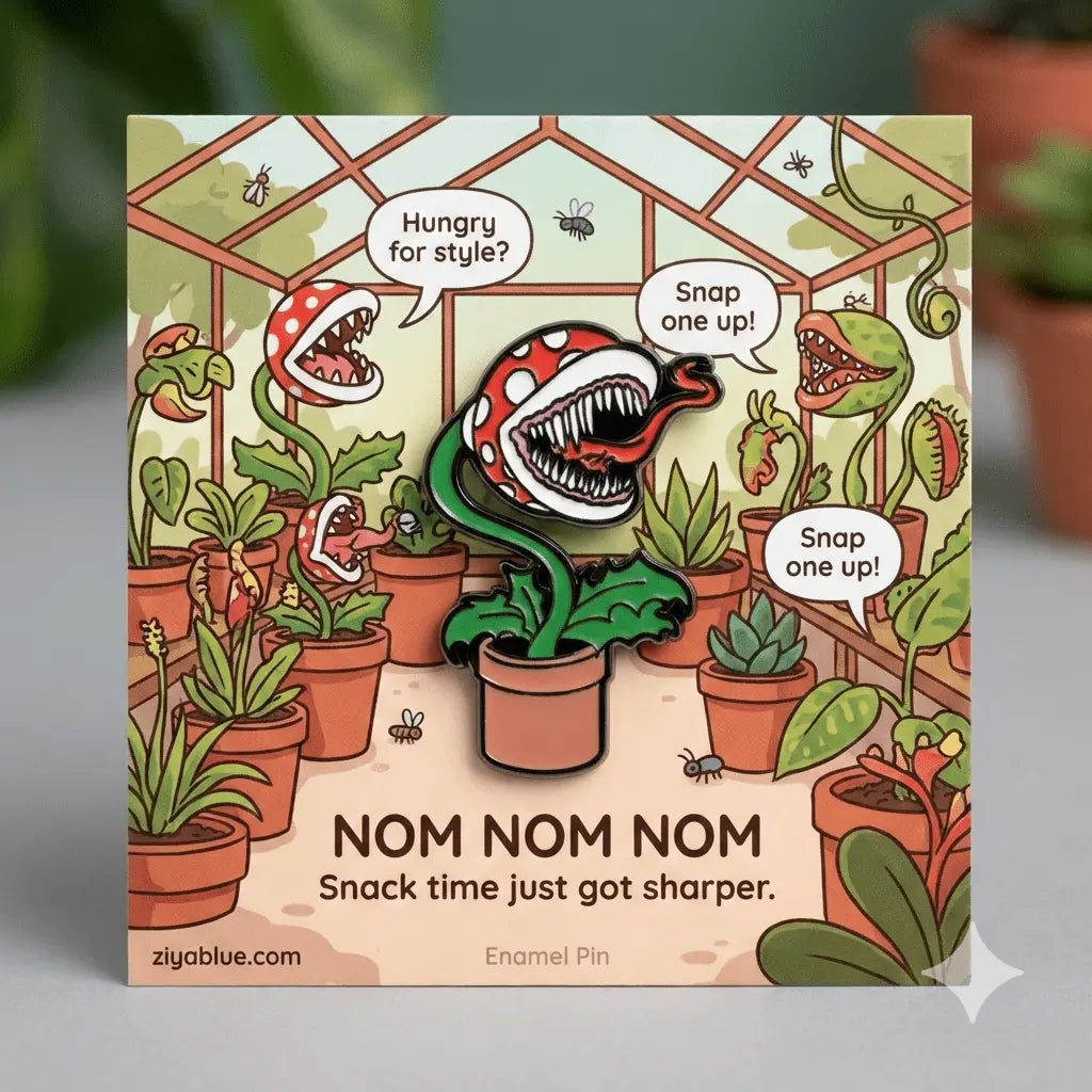 Polka Dot Venus Fly Trap Pin | 3cm Enamel Botanical Badge Ziya Blue