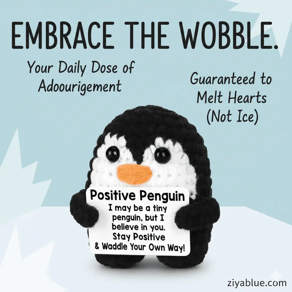 Positive Penguin Crochet – Tiny Joy – Cheerful Decor - Ziya Blue
