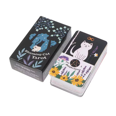 Blooming Cat Tarot: 90-Card Deck for Mystical Feline Lovers - Ziya Blue