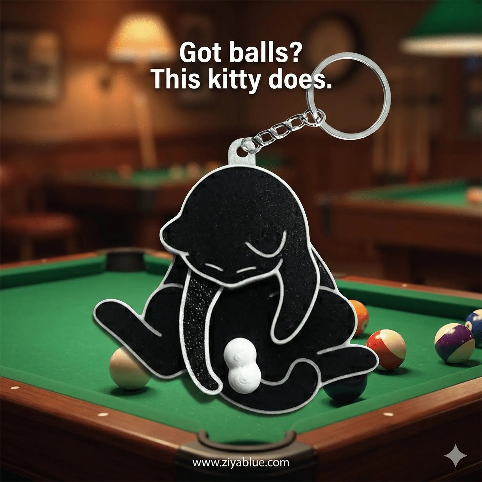 Spinning Cat Ball Keychain — Fidgeting Feline Keychain (Black/White) - Ziya Blue