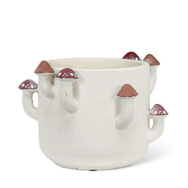 Sprouting Mushroom Planter — Small Cement Mushroom Pot (4" H) - Ziya Blue