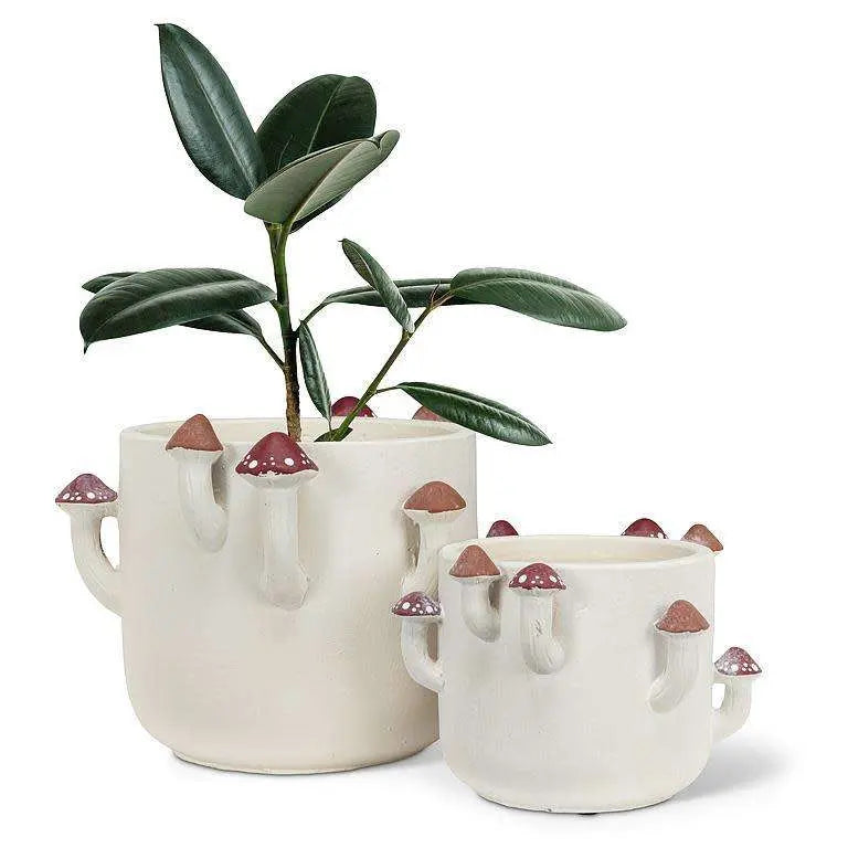 Sprouting Mushroom Planter — Small Cement Mushroom Pot (4" H) - Ziya Blue