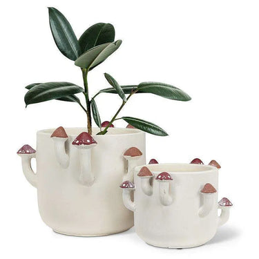 Sprouting Mushroom Planter — Small Cement Mushroom Pot (4" H) - Ziya Blue