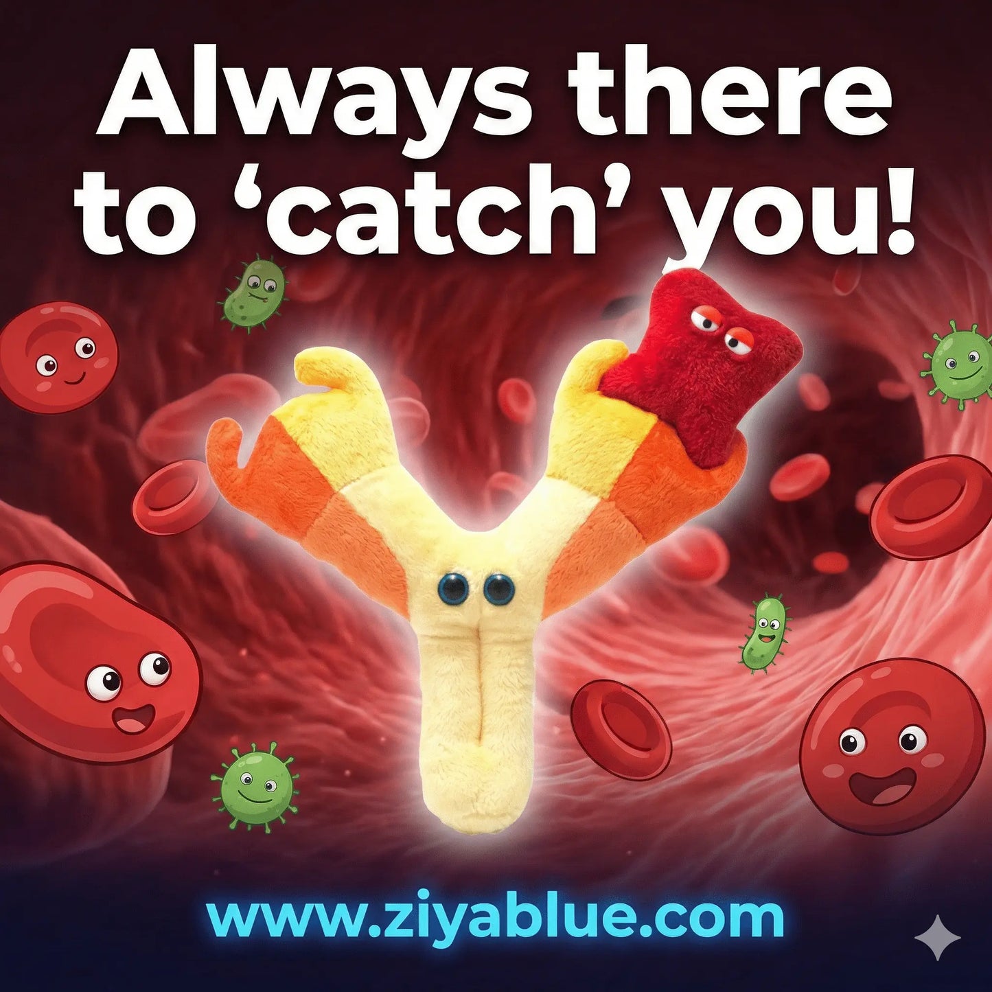 Antibody Plush Toy - The Immune System Superhero - Ziya Blue