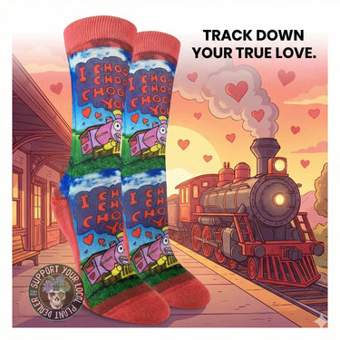 Women's I Choo Choo Choose You Socks - Ziya Blue