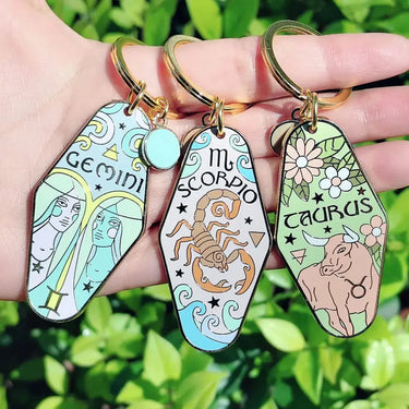 Zodiac Motel Constellation Enamel Keychain - Ziya Blue