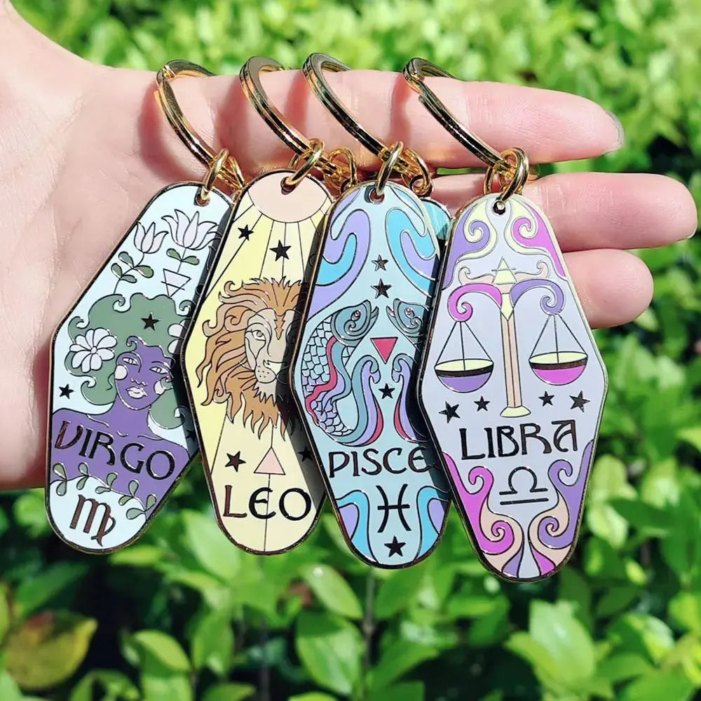 Zodiac Motel Constellation Enamel Keychain - Ziya Blue