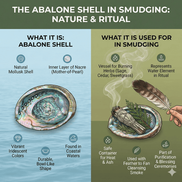 Abalone Shell for Smudging & Decor - Large 4 - 6.5" Iridescent Sea Shell - Witty Spiritual Gift - Ziya Blue