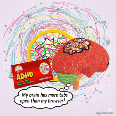 ADHD Brain Plush – Neurodiversity Celebration & Huggable Support Toy - Ziya Blue