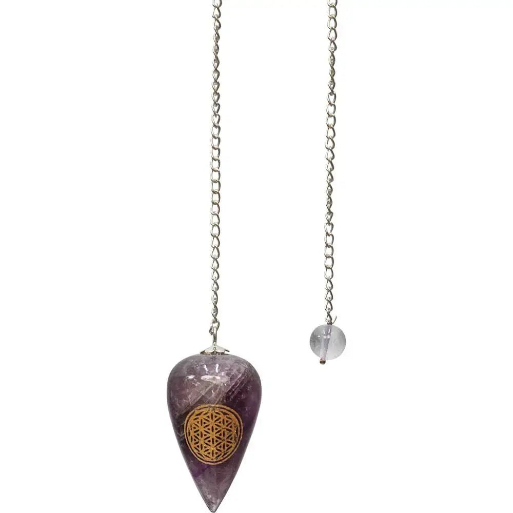 Amethyst Flower of Life Pendulum – Sacred Geometry Dowsing Tool - Ziya Blue