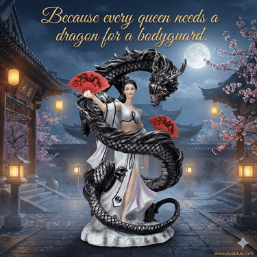 Anne Stokes Dragon Friendship: Dragon Dancer Figurine | 10.5" Resin Statue - Ziya Blue