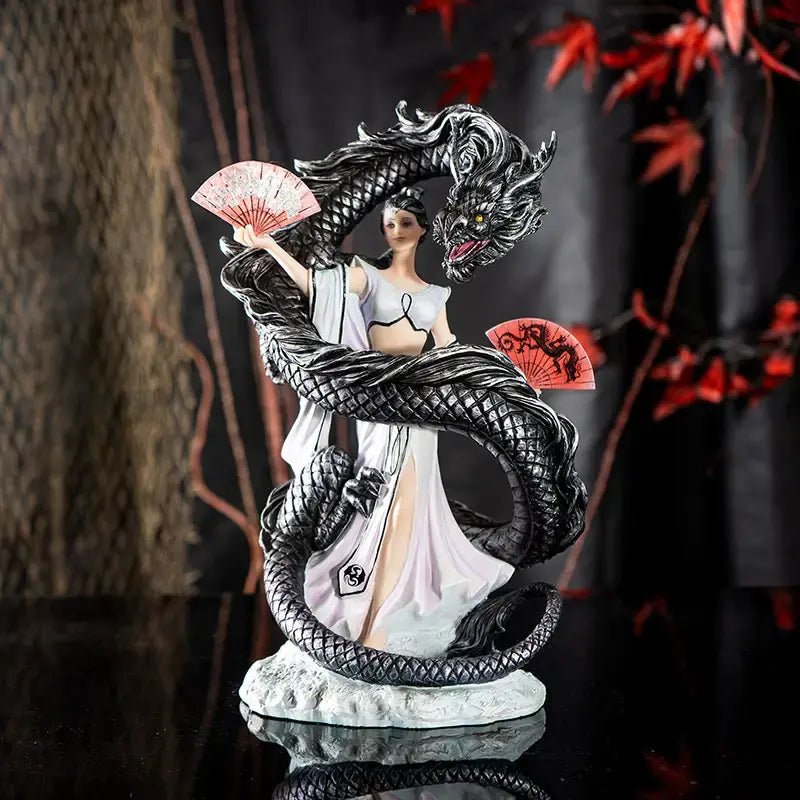 Anne Stokes Dragon Friendship: Dragon Dancer Figurine | 10.5" Resin Statue - Ziya Blue