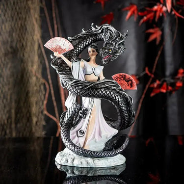 Anne Stokes Dragon Friendship: Dragon Dancer Figurine | 10.5" Resin Statue - Ziya Blue