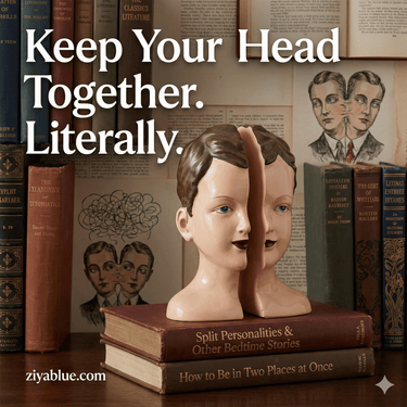 Antiqued Split Deco Head Bookends 🗿 - Ziya Blue