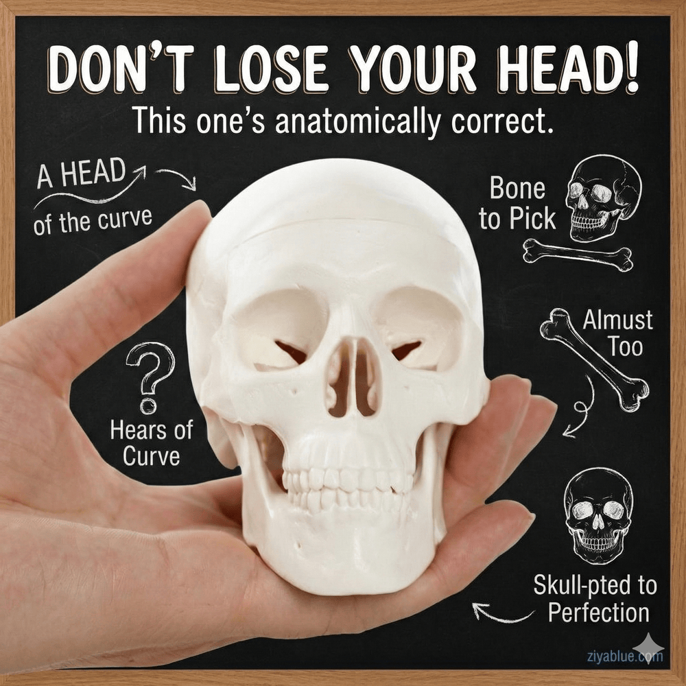 Articulated Mini Human Skull Model - Anatomical Decor 💀 - Ziya Blue