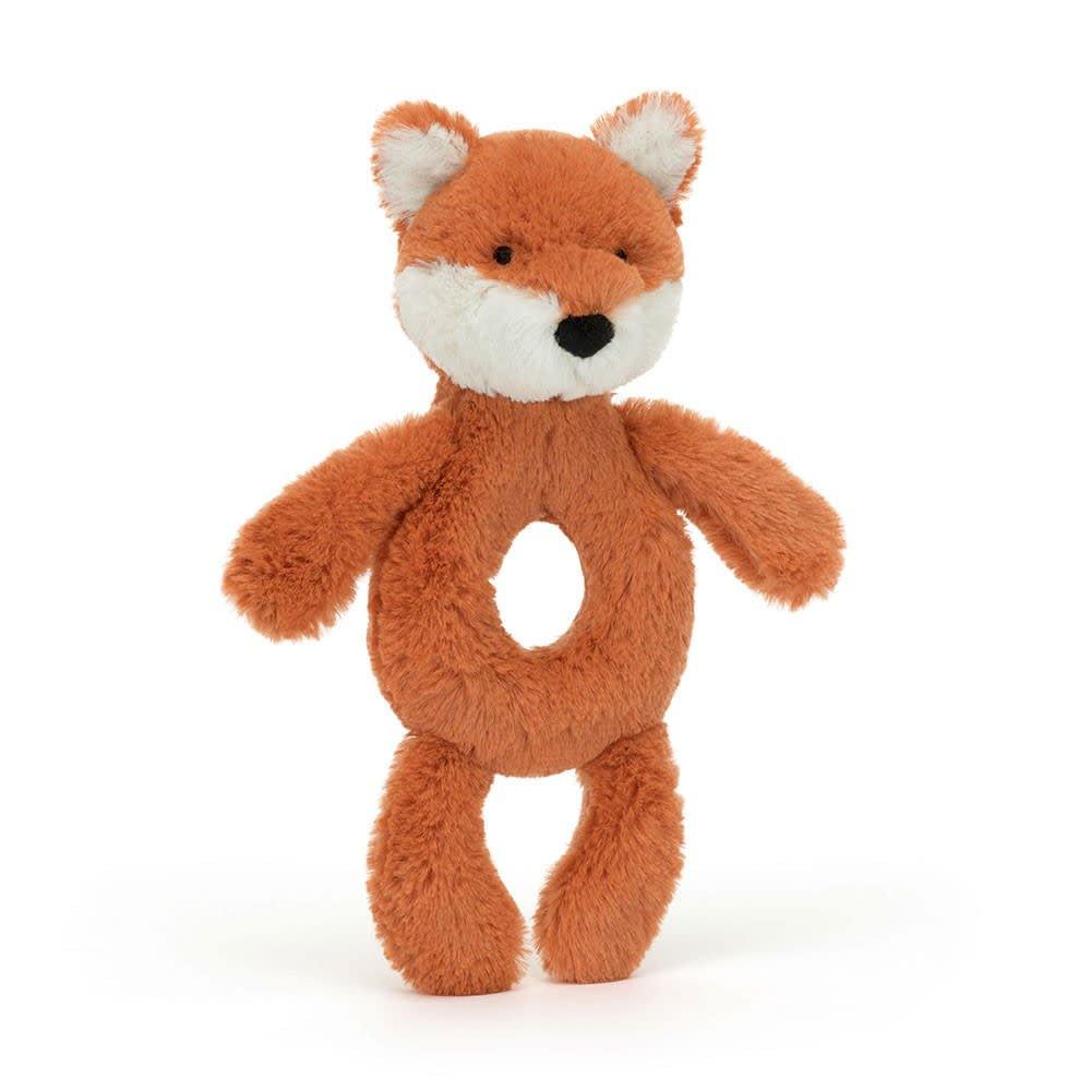 Bashful Fox Cub Ring Rattle - Ziya Blue