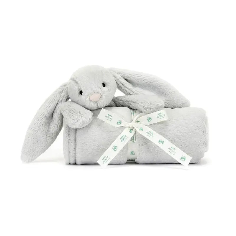 Bashful Silver (Grey) Bunny Blankie - Ziya Blue