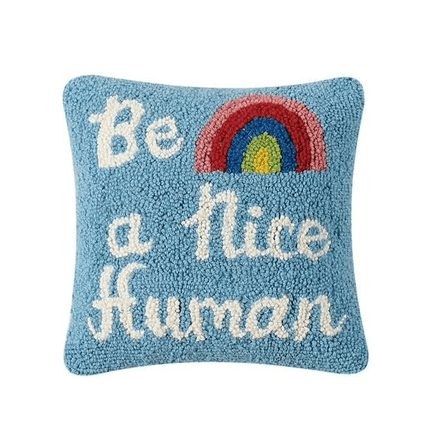 Be A Nice Human Hook Pillow - Ziya Blue