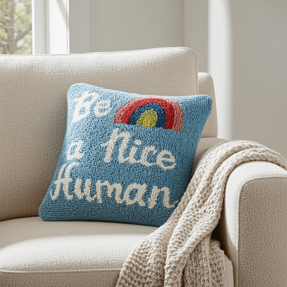Be A Nice Human Hook Pillow - Ziya Blue