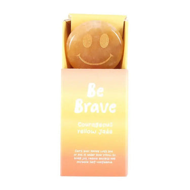 Be Brave Yellow Jade Happy Face Crystal - Ziya Blue