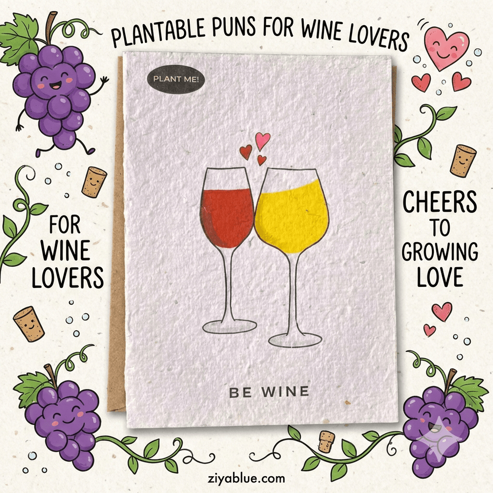 "Be Wine" Plantable Valentine's Card | Seed Paper Greeting Card | Eco - Friendly Gift - Ziya Blue