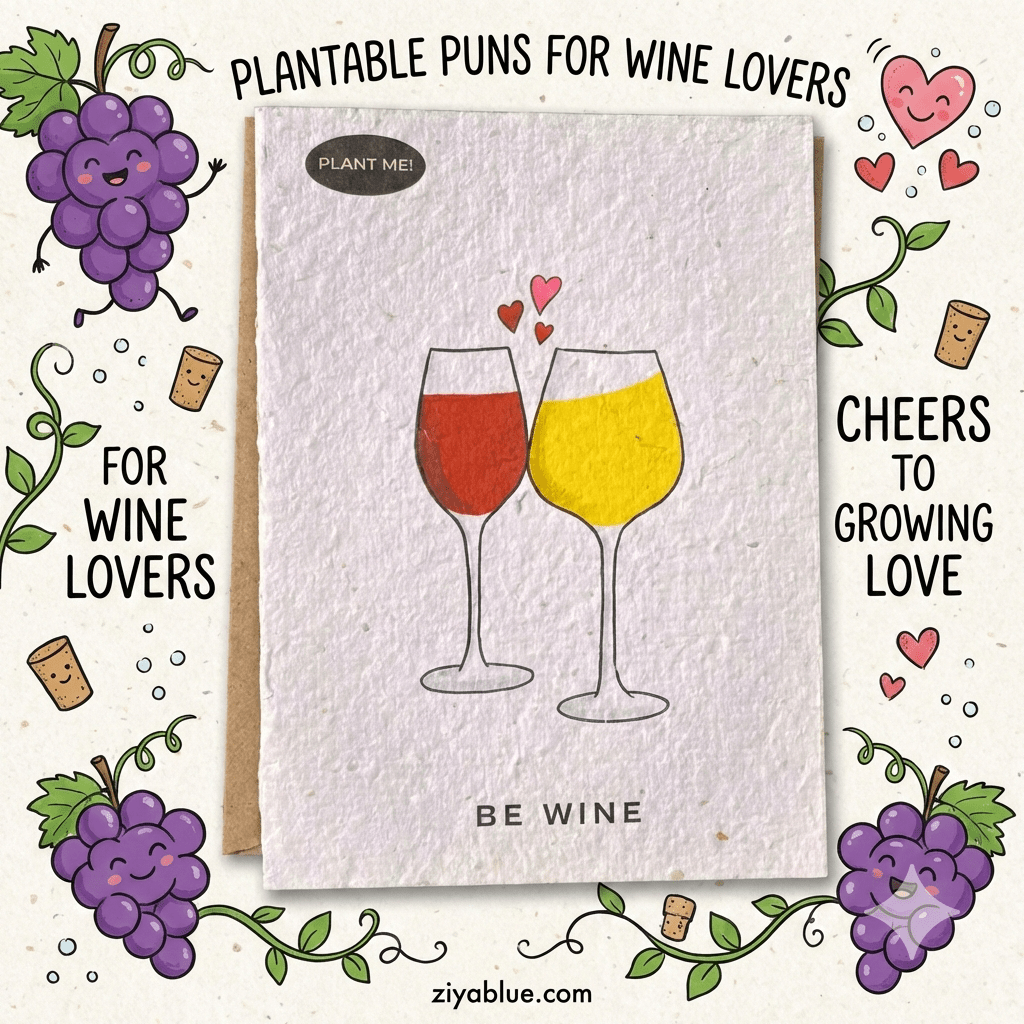 "Be Wine" Plantable Valentine's Card | Seed Paper Greeting Card | Eco - Friendly Gift - Ziya Blue