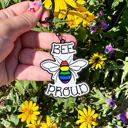 Bee Proud Enamel Keychain - Ziya Blue