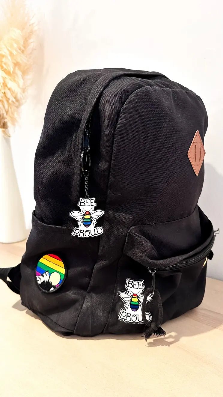 Bee Proud Enamel Keychain - Ziya Blue