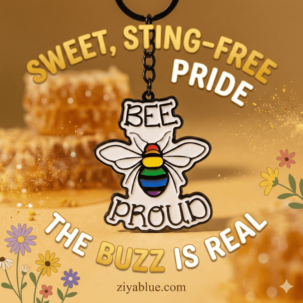 Bee Proud Enamel Keychain – The "Buzzing with Pride" Accessory - Ziya Blue