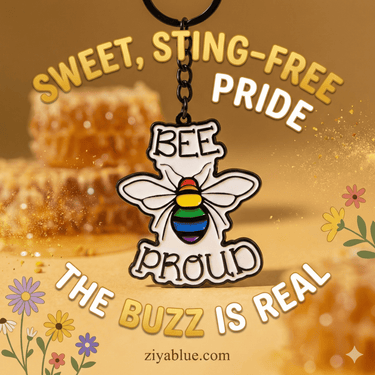 Bee Proud Enamel Keychain – The "Buzzing with Pride" Accessory - Ziya Blue
