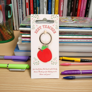 Best Teacher Apple Keyring - Ziya Blue