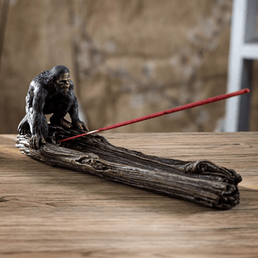 Bigfoot on Log Incense Burner - Ziya Blue