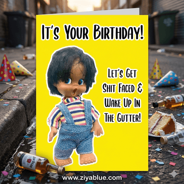 Birthday Lets Get Shit Faced Greetings Card - Ziya Blue