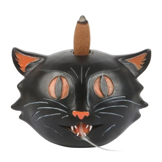 Black Cat Backflow Incense Burner - Ziya Blue