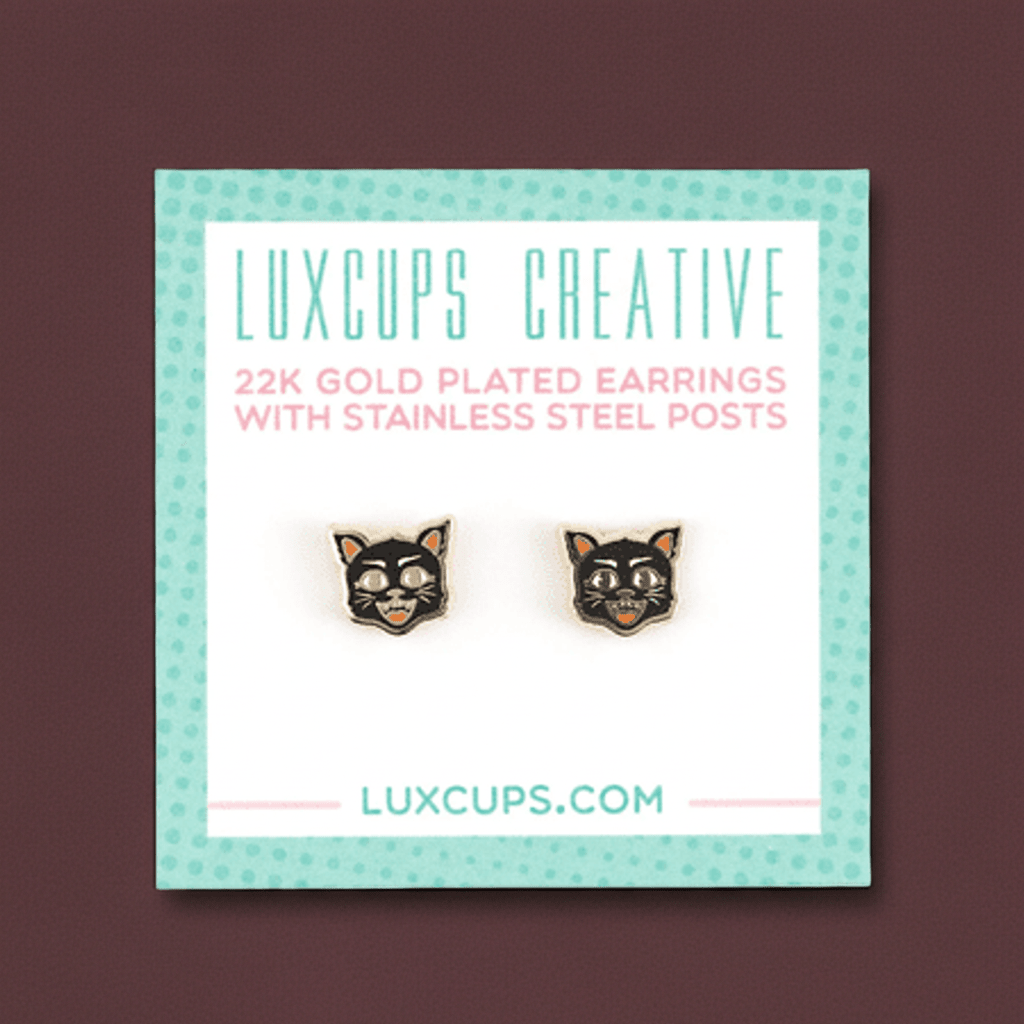 Black Cat Earrings - Ziya Blue
