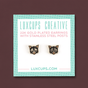 Black Cat Earrings - Ziya Blue