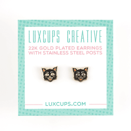 Black Cat Earrings - Ziya Blue