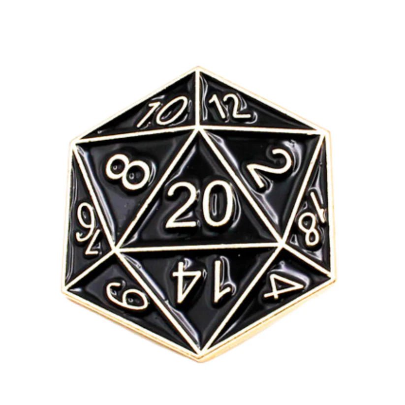 Black D20 Enamel Pin - Ziya Blue