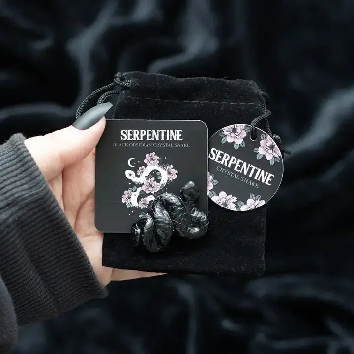 Black Obsidian Crystal Snake - Ziya Blue