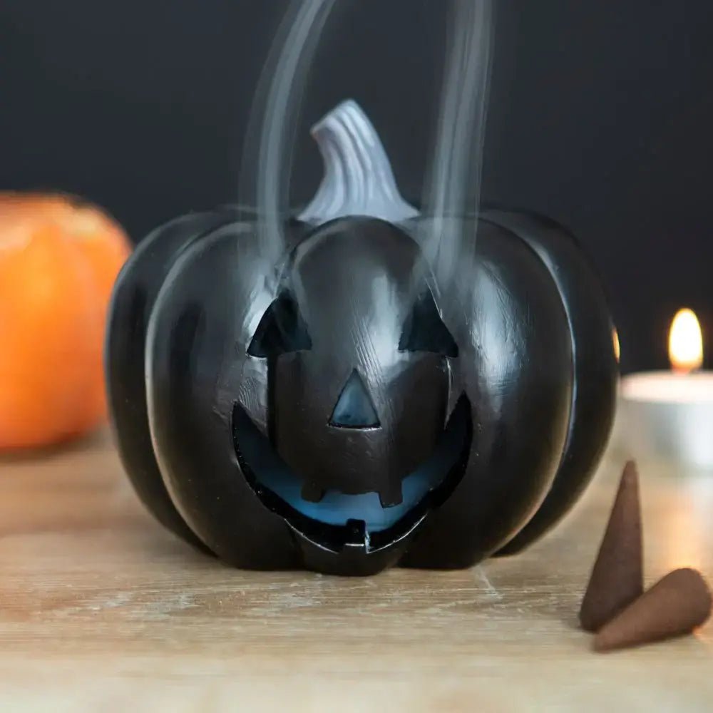 Black Pumpkin Halloween Incense Cone Holder - Ziya Blue